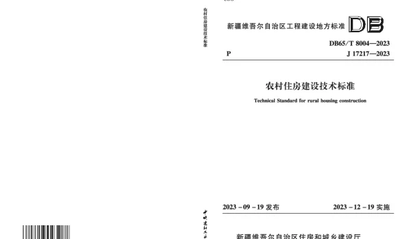 DB65T 8004-2023 农村住房建设技术标准