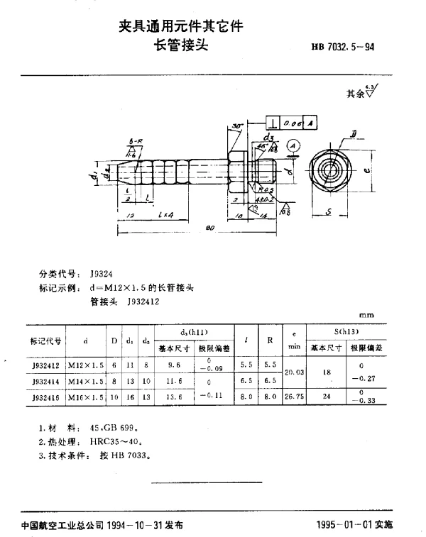 HB 7032.5-1994 夹具通用元件其它件.长管接头