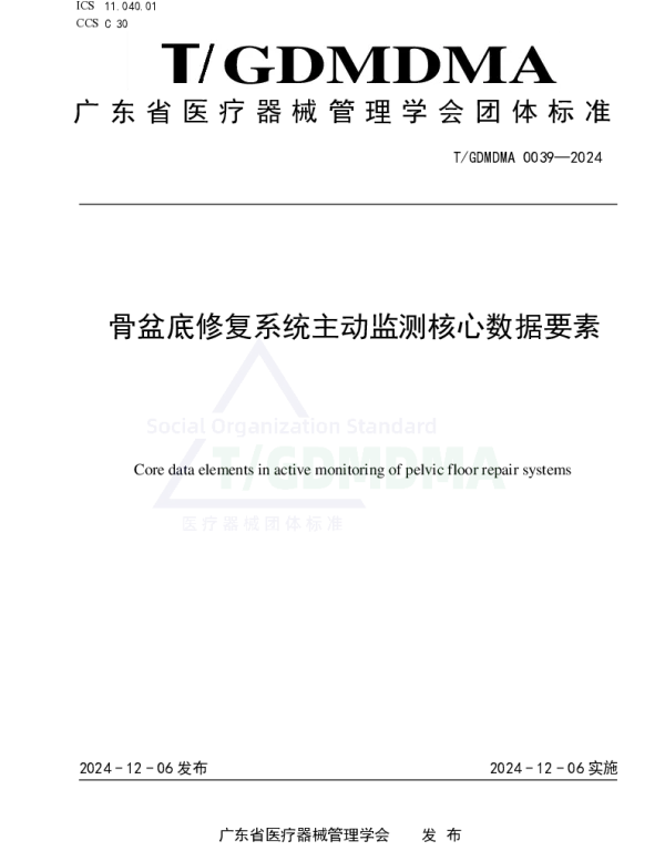 TGDMDMA 0039-2024 骨盆底修复系统主动监测核心数据要素
