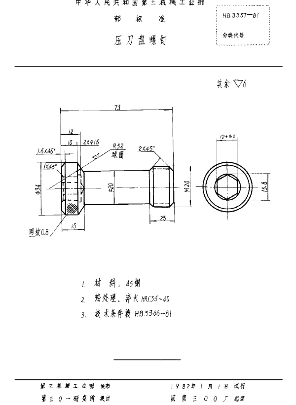 HB 3357-1981 压刀盘螺钉