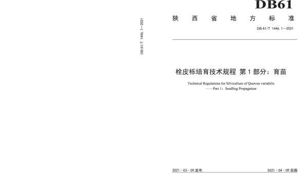DB61T 1446.1-2021 栓皮栎培育技术规程 第1部分：育苗