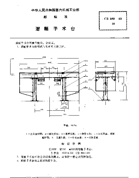 CB 888-1980 潜艇手术台