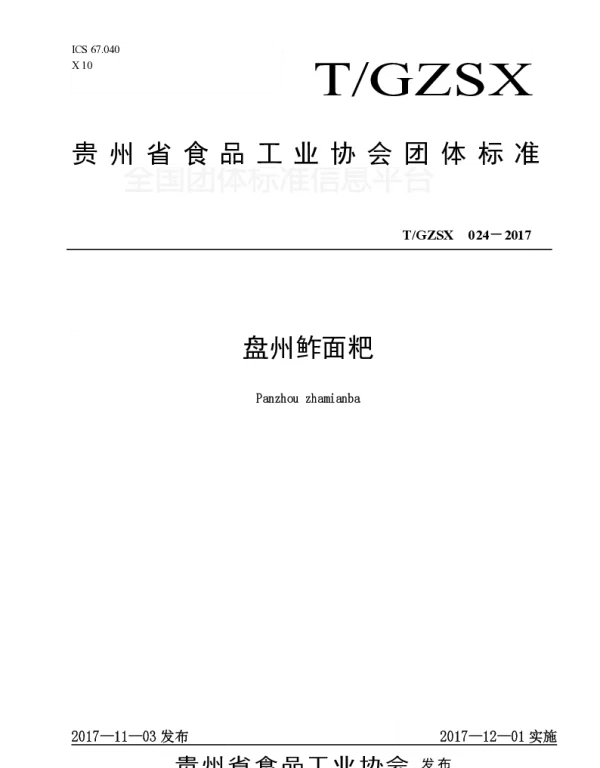 TGZSX 024-2017 盘州鲊面粑