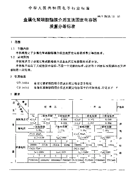 SJT 9503.10-1991 金属化聚碳酸酯膜介质直流固定电容器质量分等标准