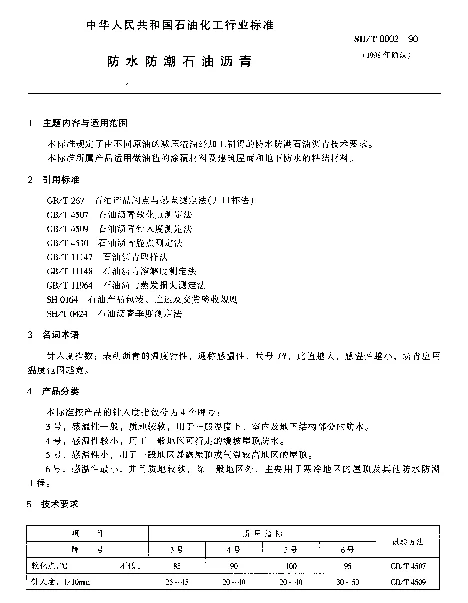 SHT 0002-1990 防水防潮石油沥青