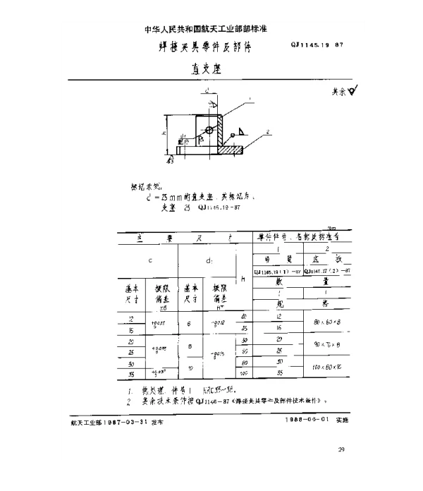 QJ 1145.19-1987 焊接夹具零件及部件 直支座