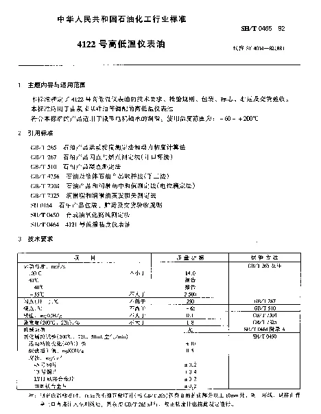 SHT 0465-1992 4122号高低温仪表油
