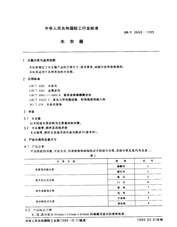 QBT 3660-1999 木衣箱