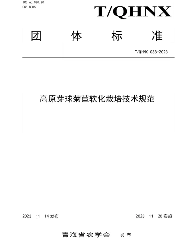 TQHNX 038-2023 高原芽球菊苣软化栽培技术规范