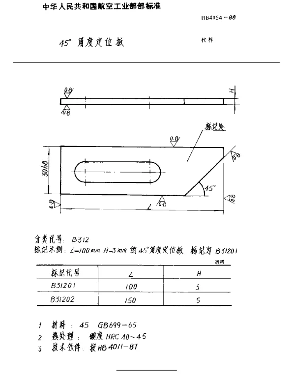 HB 4054-1988 45°角度定位板