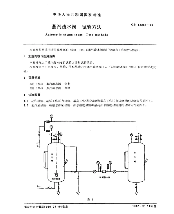 GB 12251-1989 蒸汽疏水阀 试验方法