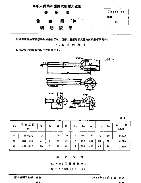 CB 158-1960 管路附件.辅助扳手