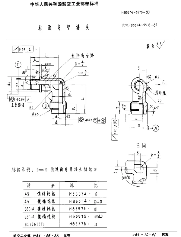 HB 5574~5576-1983 柱面弯管接头