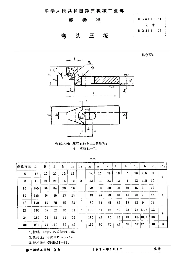 HB 411-1971 弯头压板