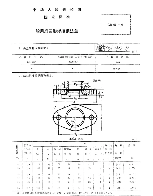 CBT 3847-1999 船用扁圆形焊接钢法兰