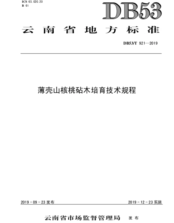 DB53T 921-2019 薄壳山核桃砧木培育技术规程