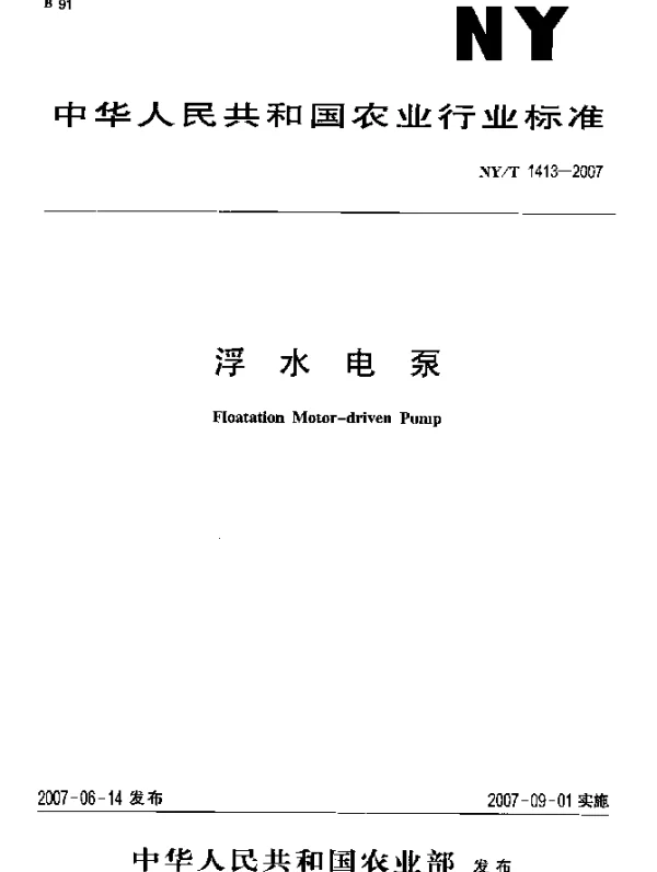 NYT 1413-2007 浮水电泵