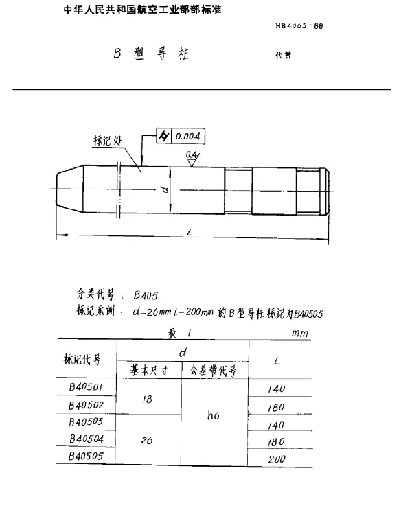 HB 4063-1988 B型导柱