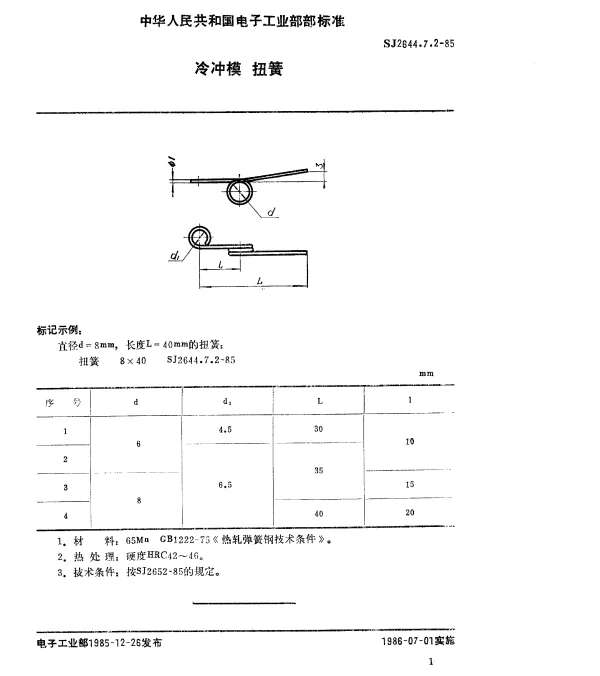 SJ 2644.7.2-1985 冷冲模.扭簧
