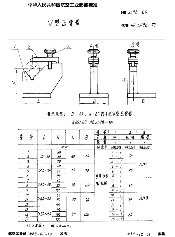 HB 2498-1989 V型压管器