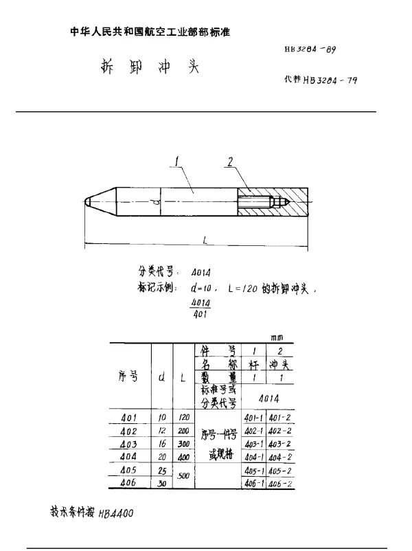 HB 3284-1989 拆卸冲头