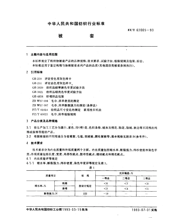 FZT 62005-1993 被套