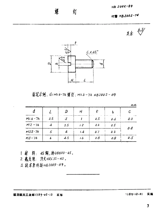 HB 2002-1989 螺钉