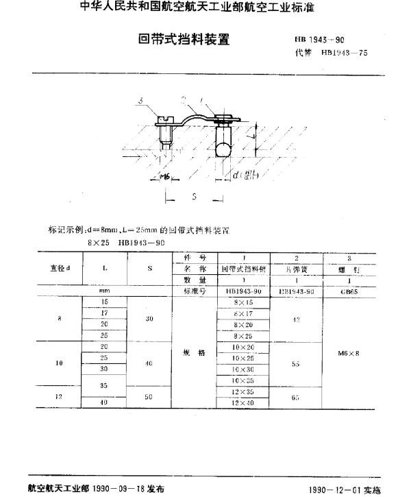 HB 1943-1990 回带式挡料装置