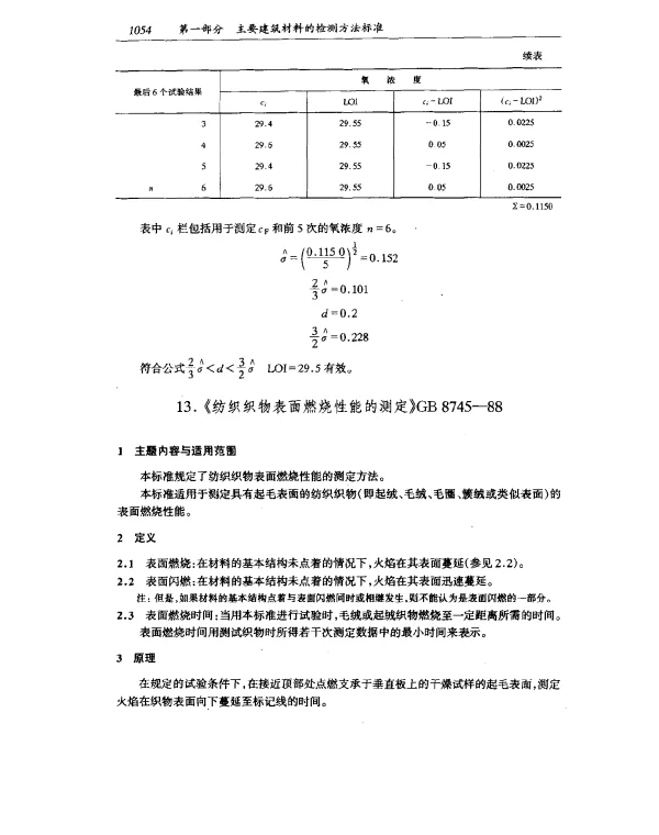 GB 8745-1988 纺织织物表面燃烧性能的测定