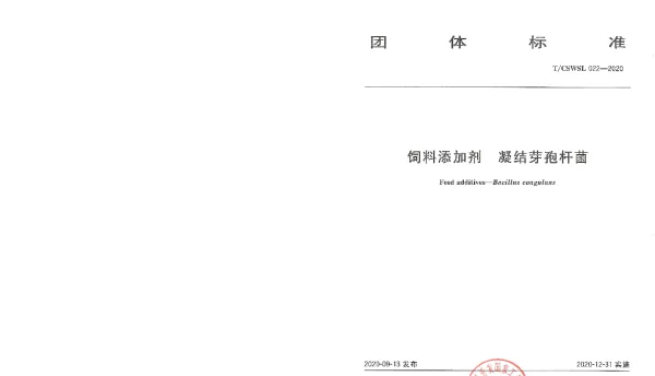TCSWSL 022-2020 饲料添加剂  凝结芽孢杆菌
