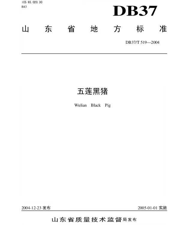 DB37T 519-2004 五连黑猪