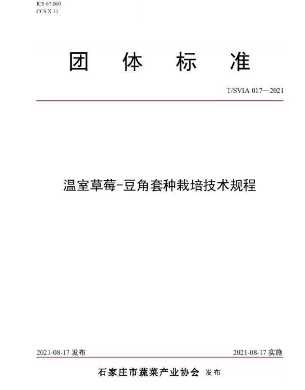 TSVIA 017-2021 温室草莓-豆角套种栽培技术规程