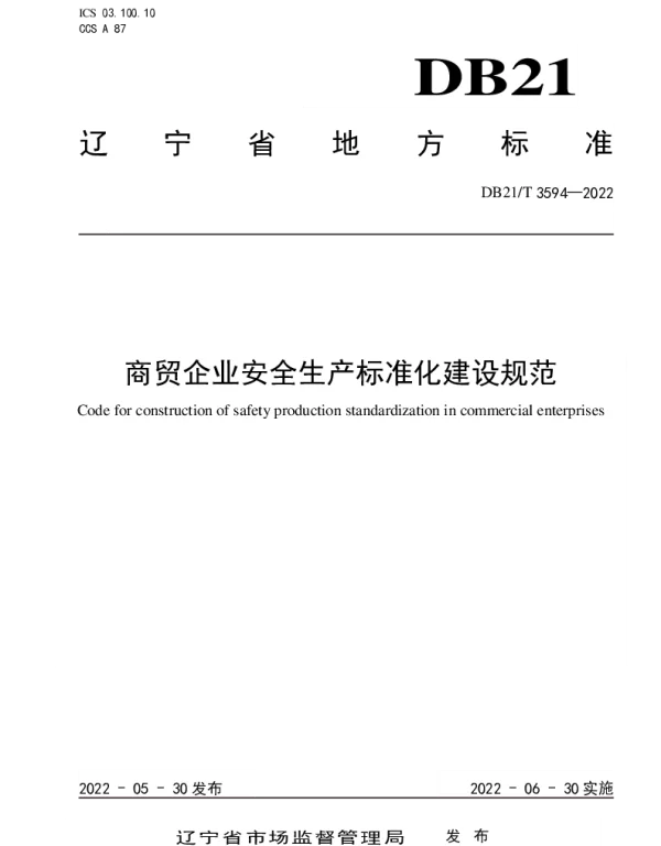 DB21T 3594-2022 商贸企业安全生产标准化建设规范
