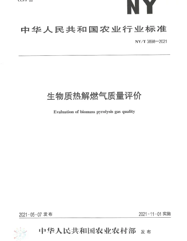 NYT 3898-2021 生物质热解燃气质量评价