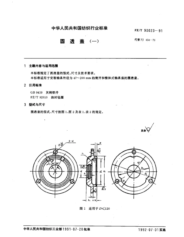 FZT 90023-1991 圆透盖(一)