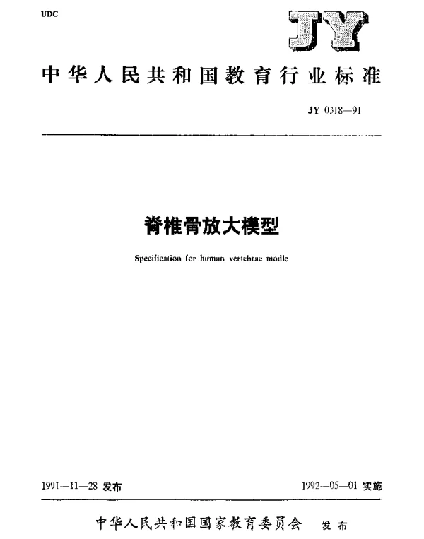 JY 0318-1991 脊椎骨放大模型