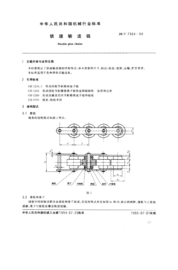 JBT 7364-1994 倍速输送链