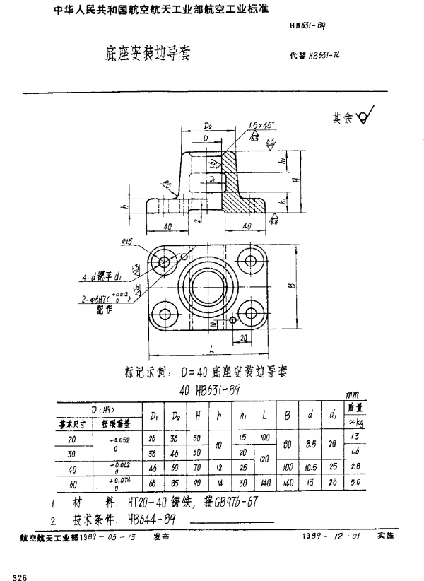 HB 631-1989 底座安装边导套