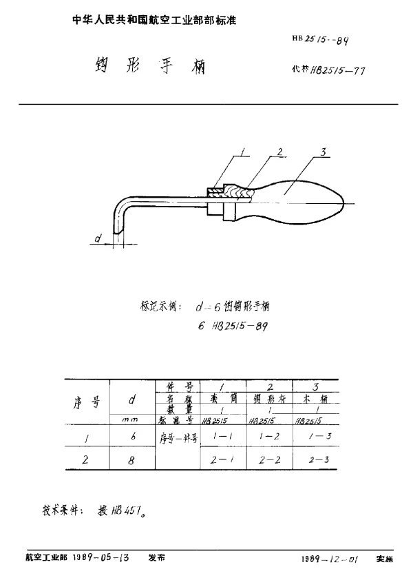 HB 2515-1989 钩形手柄