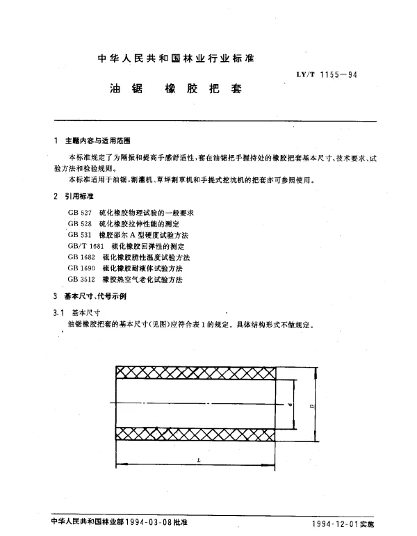 LYT 1155-1994 油锯.橡胶把套