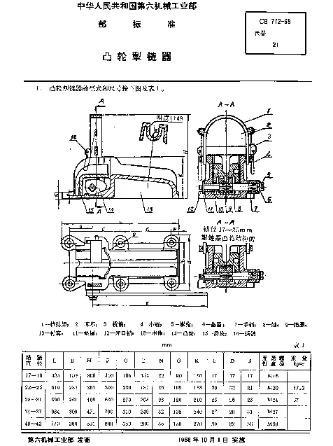 CB 712-1968 凸轮掣链器