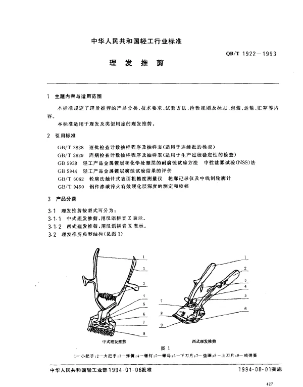 QBT 1922-1993 理发推剪
