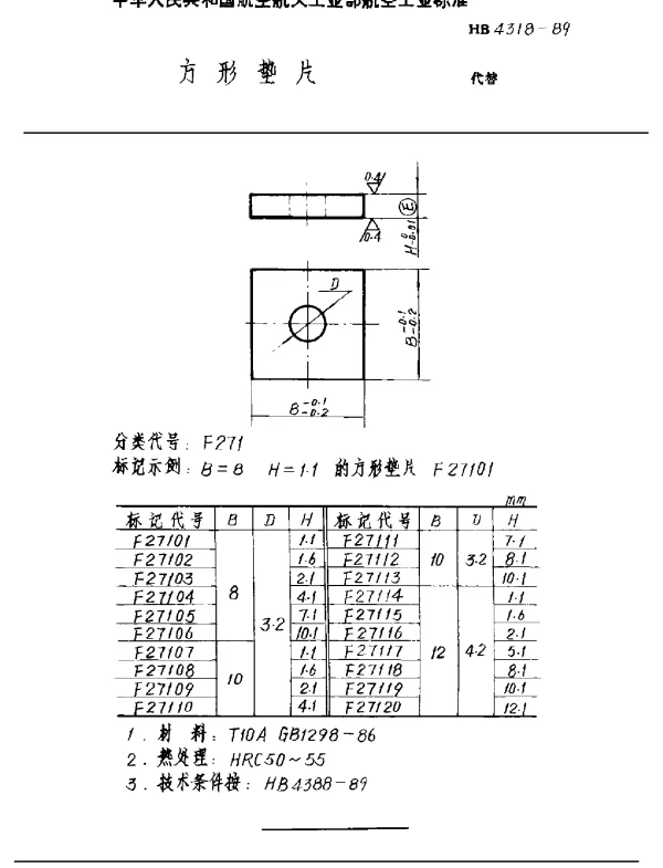HB 4318-1989 方形垫片