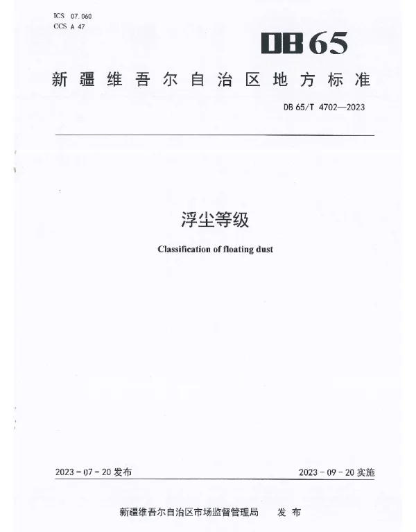 DB65T 4702-2023 浮尘等级