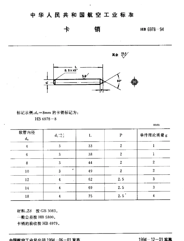 HB 6978-1994 卡销