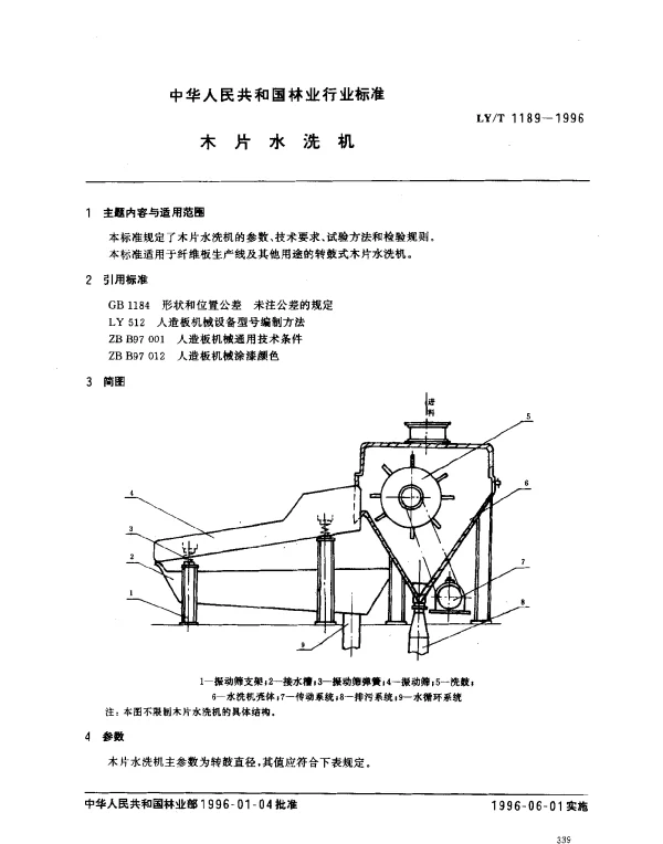 LYT 1189-1996 木片水洗机