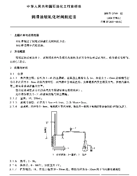 SHT 0256-1992 润滑油破乳化时间测定法