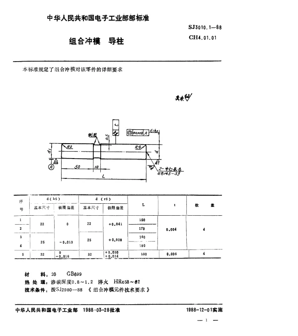 SJ 3010.1-1988 组合冲模.导柱