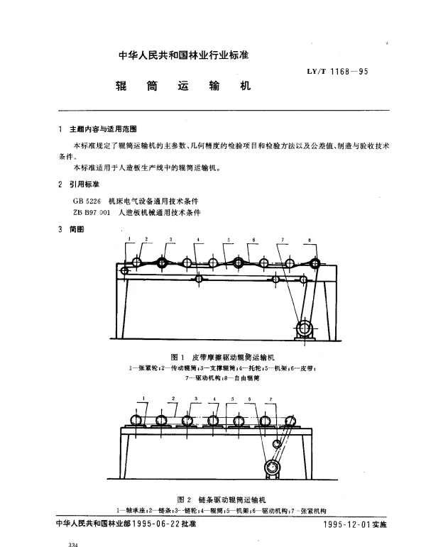 LYT 1168-1995 辊筒运输机