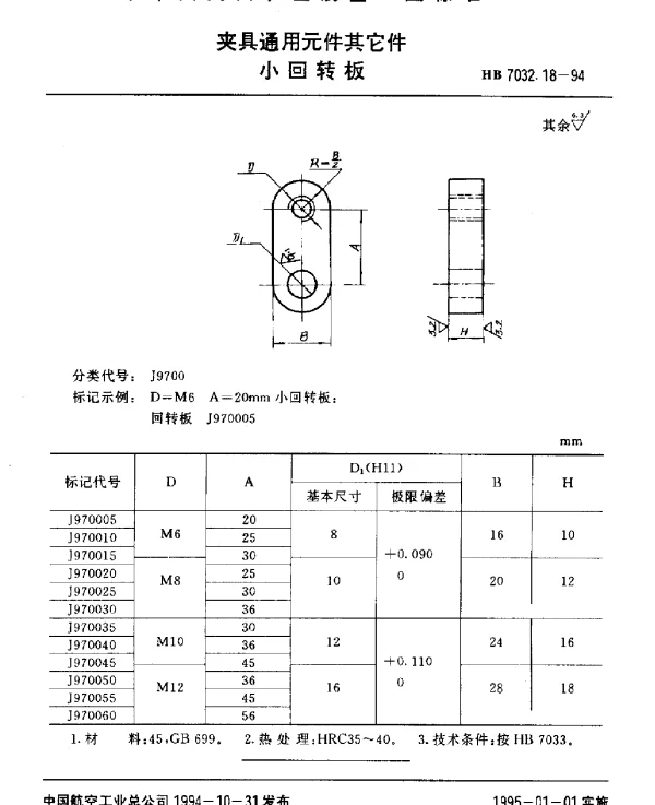 HB 7032.18-1994 夹具通用元件其它件.小回转板